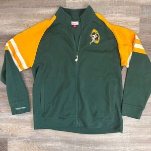 Mitchell & Ness M’s Throwback Green Bay Packers Zip Up Hoodie-size 2XL*NEW EUC*
